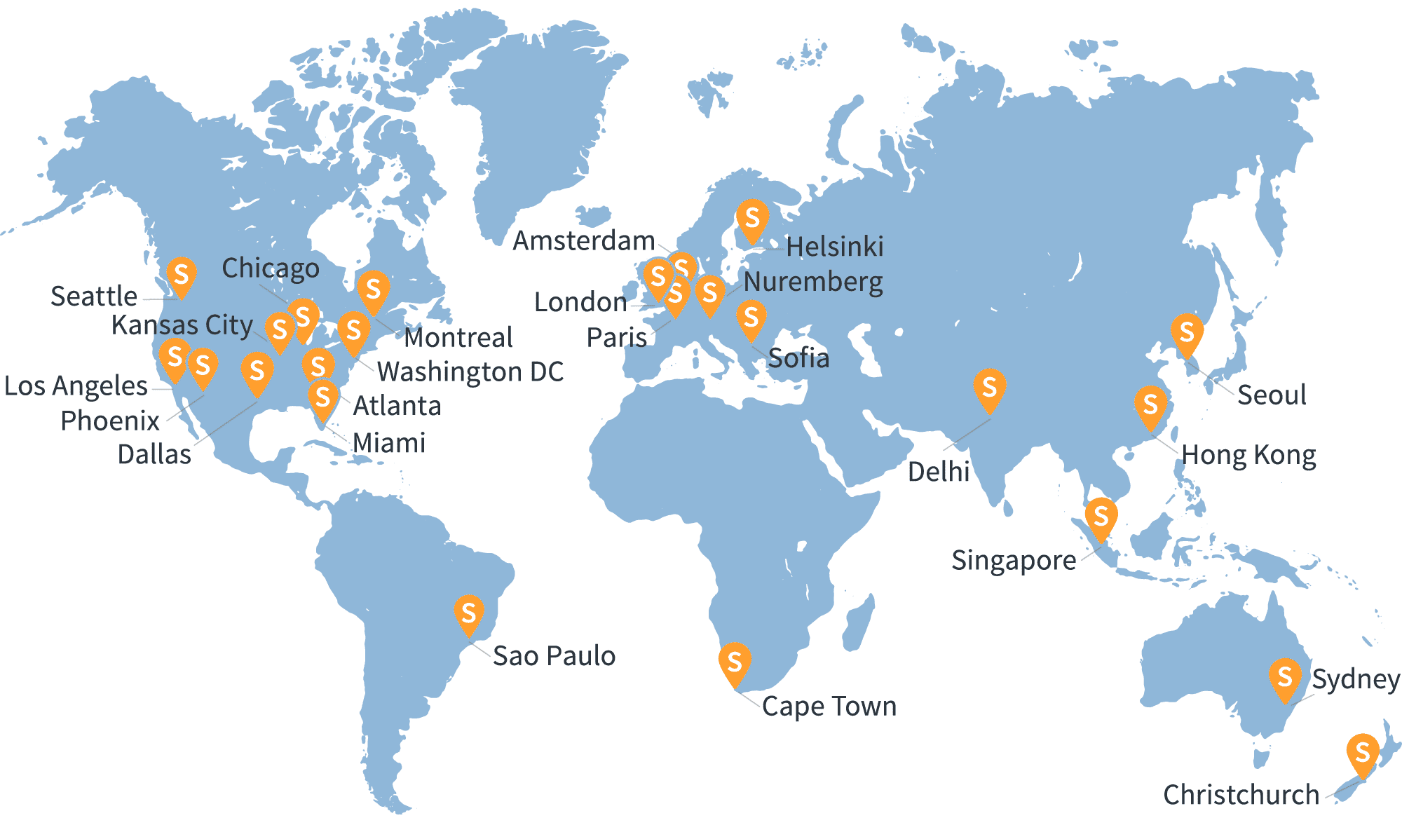 Sirv CDN network location map