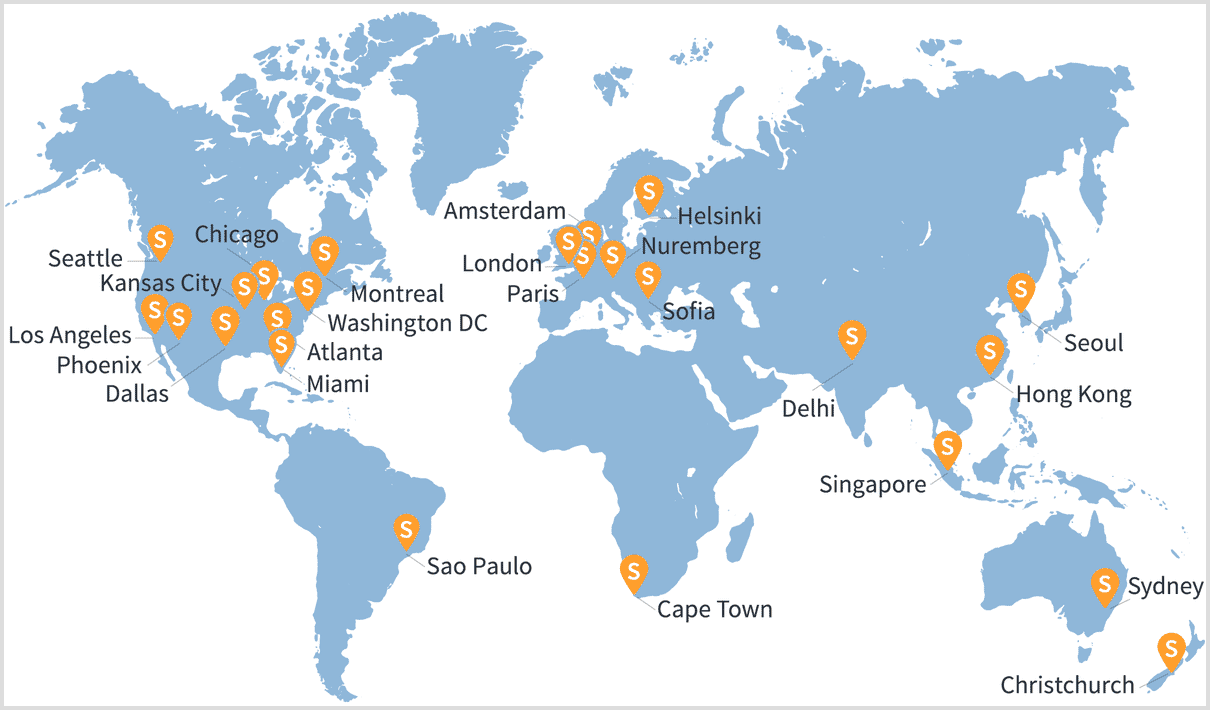Sirv CDN location map