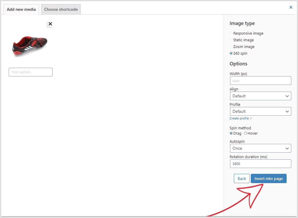 Insert Sirv spin into WordPress page or post Insert Sirv spin into WordPress page or post