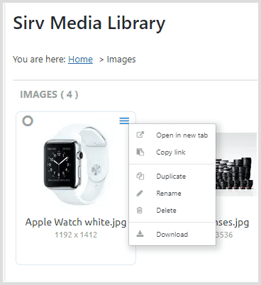 Upload images via Sirv Media Library Upload images via Sirv Media Library