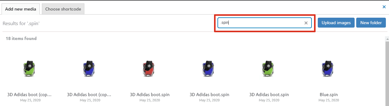 How Sirv search looks like in WordPress