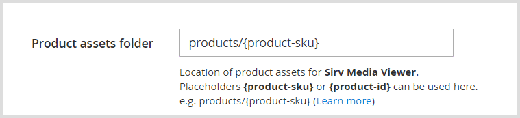 Sirv Media Viewer assets folder setting in Magento 2