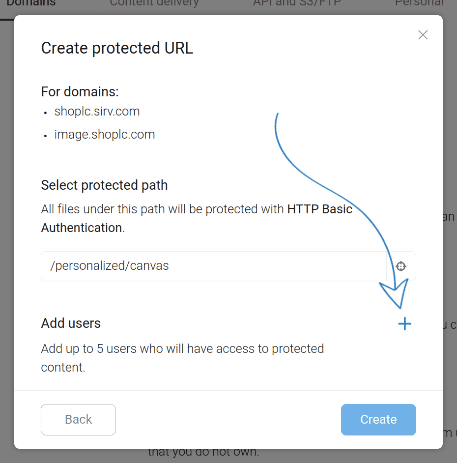 Click the + icon to create a new HTTP auth user