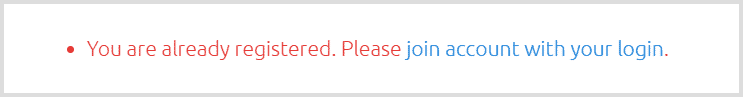 Screenshot of you are already registered error