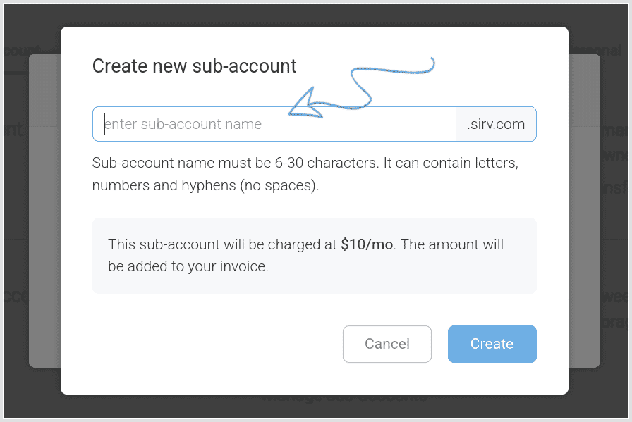 Choose name for your new sub-account