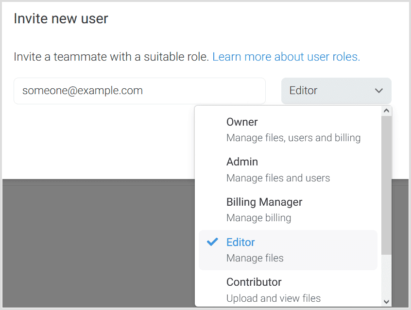 Choose role for new user