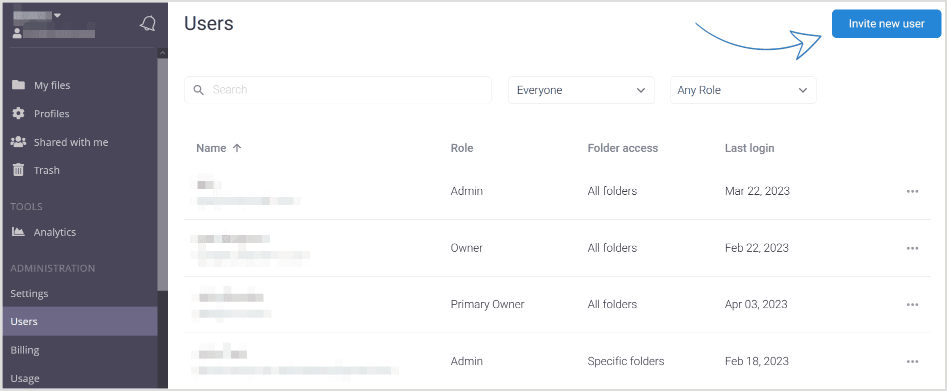 Invite a user to your Sirv account