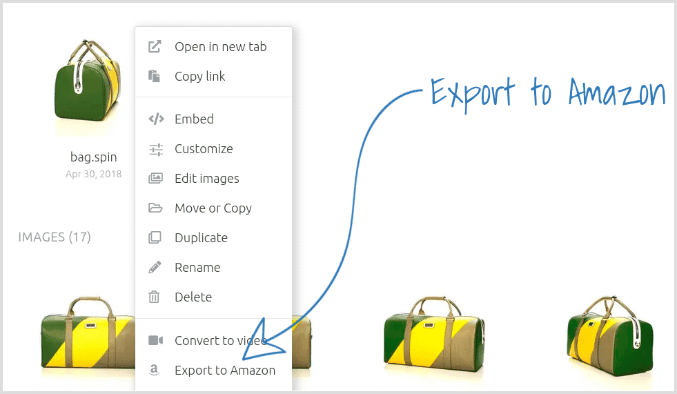 Select Export to Amazon option