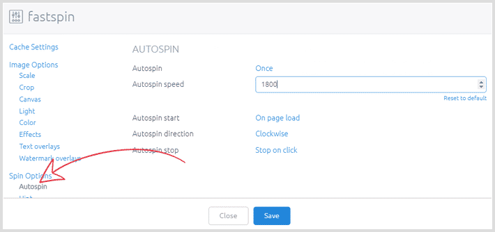 Screenshot of creating profile with different spin speed
