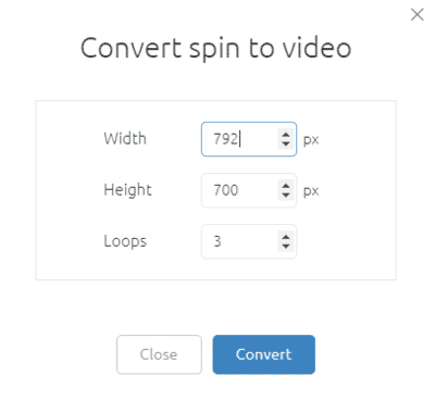 Convert spin to video - parameters
