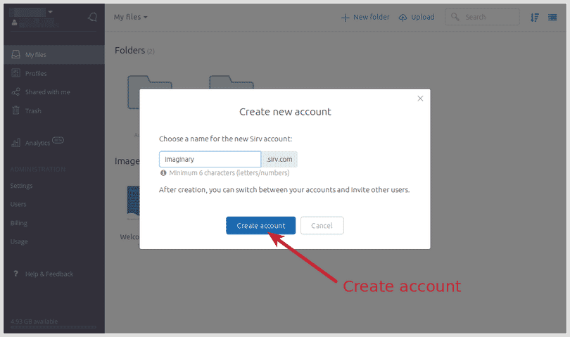 Click Create account