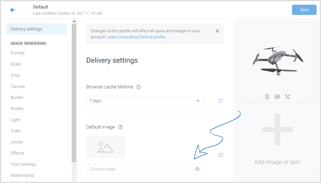 Select the default error image