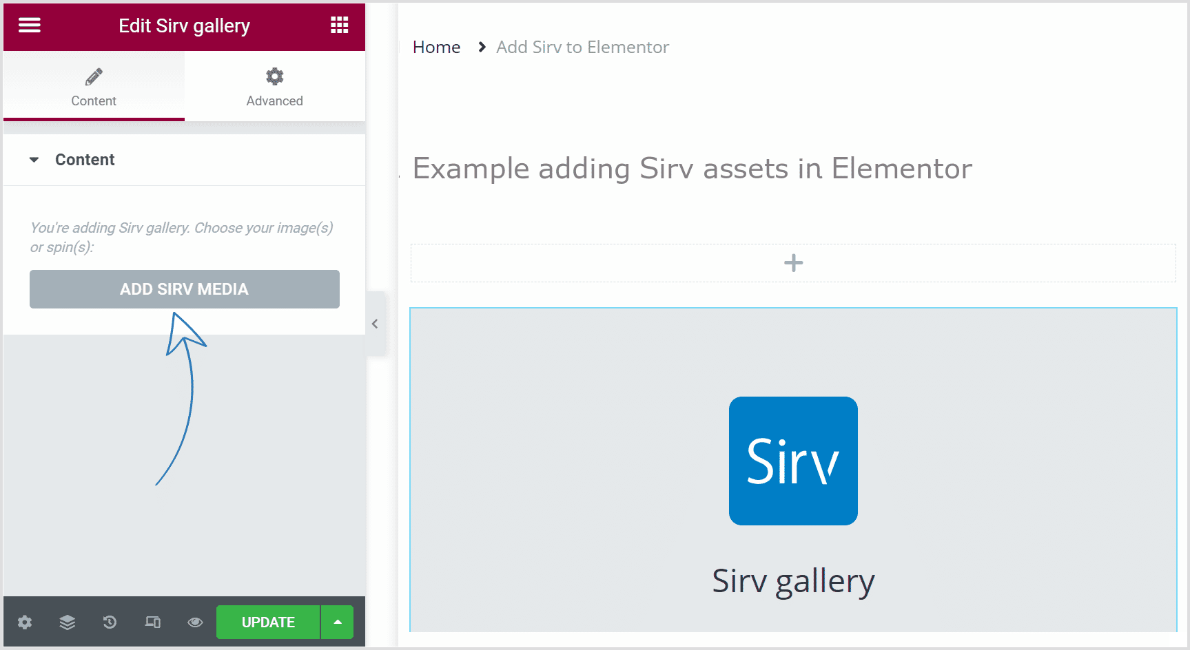 Click Add Sirv Media button