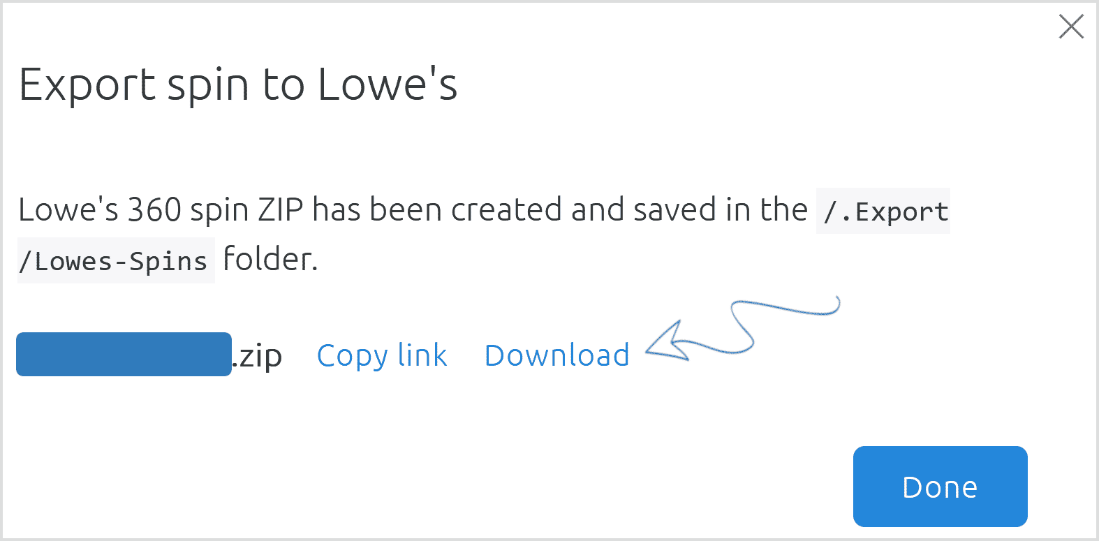 Send ZIP file url to your Lowe's point of contact