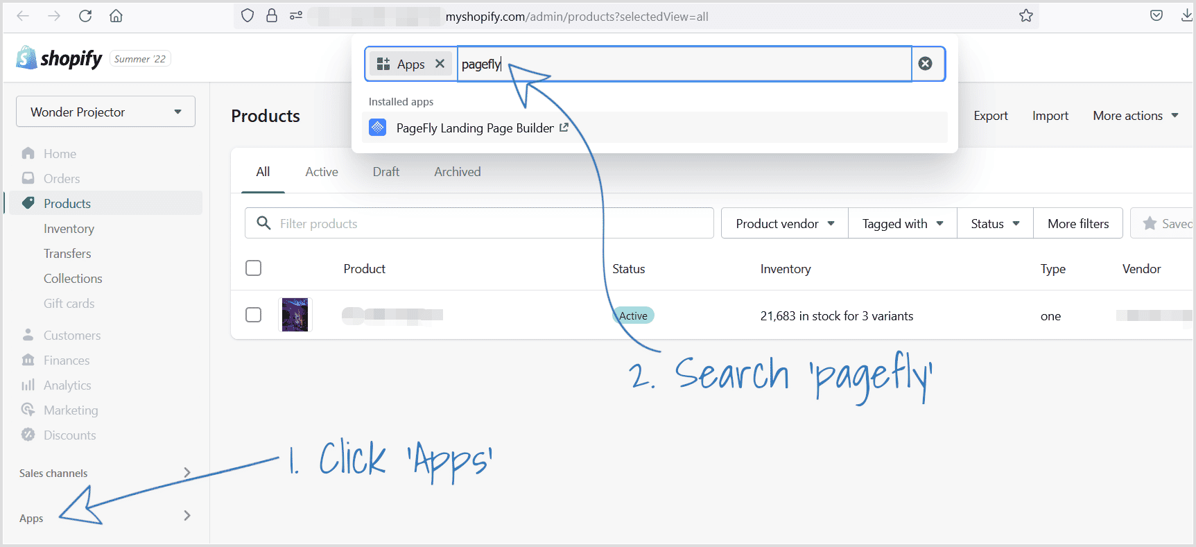 Search apps for PageFly