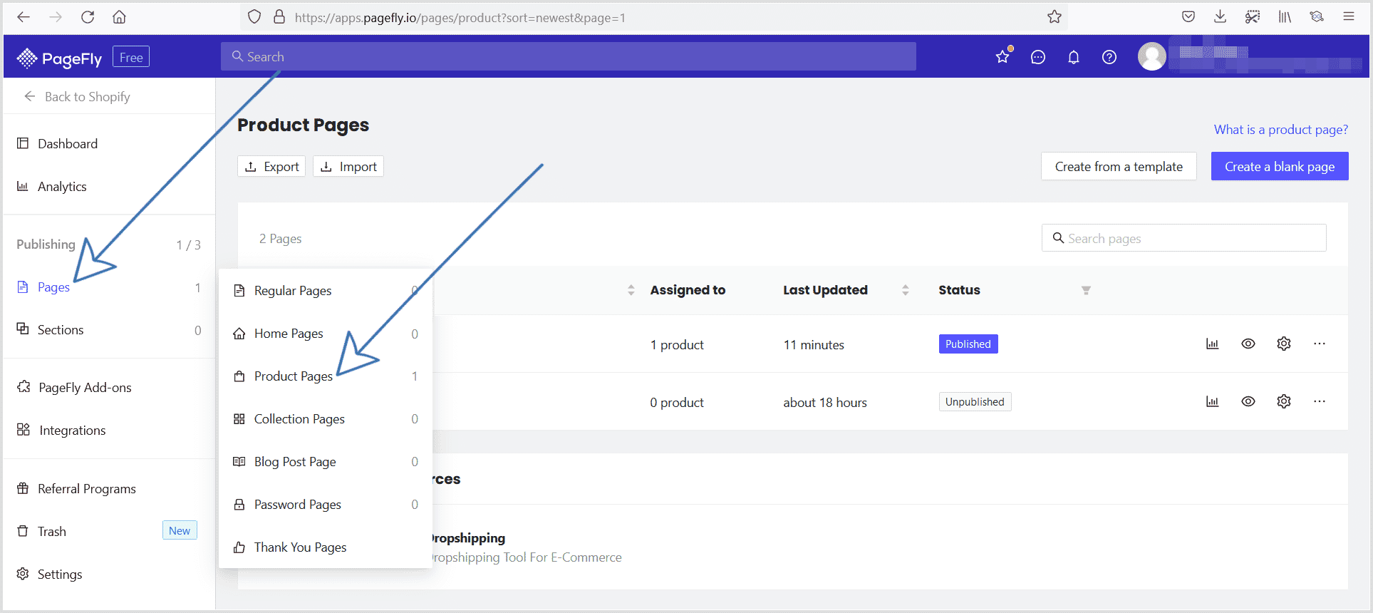 Go to PageFly product page