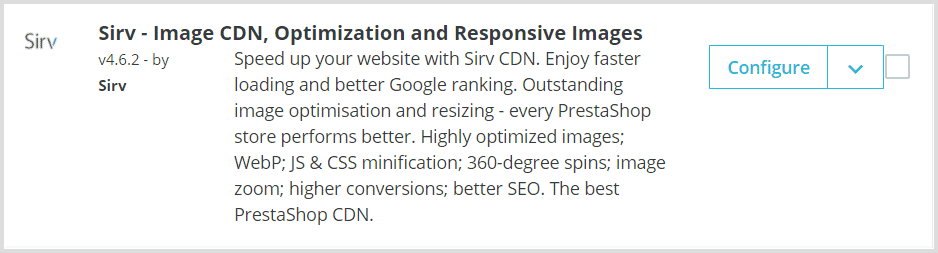 Configure button for PrestaShop CDN