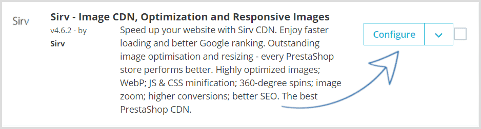 Configure button for PrestaShop CDN