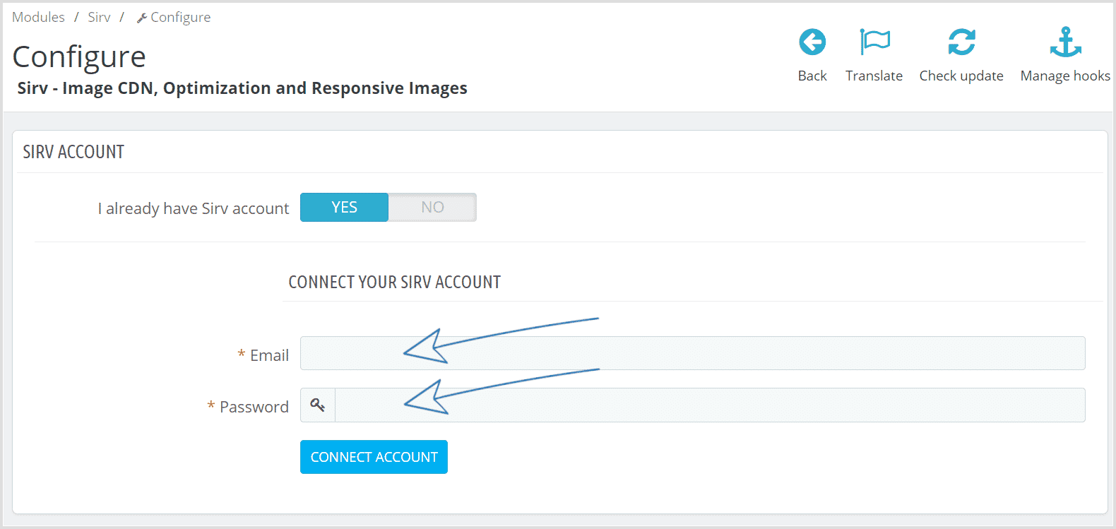 Connect to your Sirv CDN account