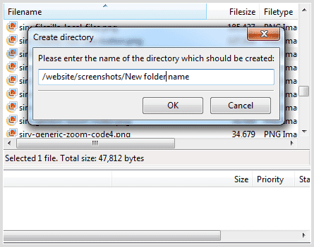 FileZilla new folder name