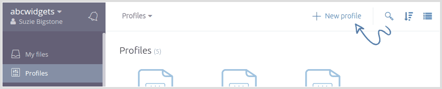 Screenshot: create a new profile