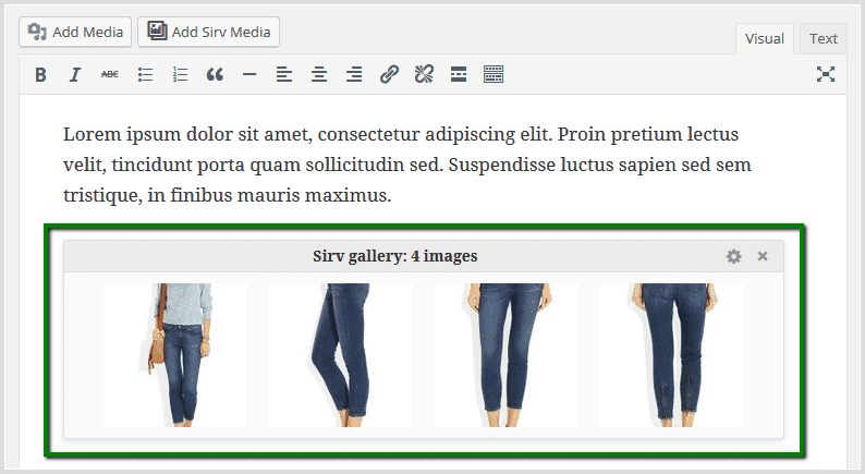 Sirv responsive images appear as a gallery