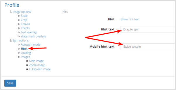 Screenshot of message hint settings