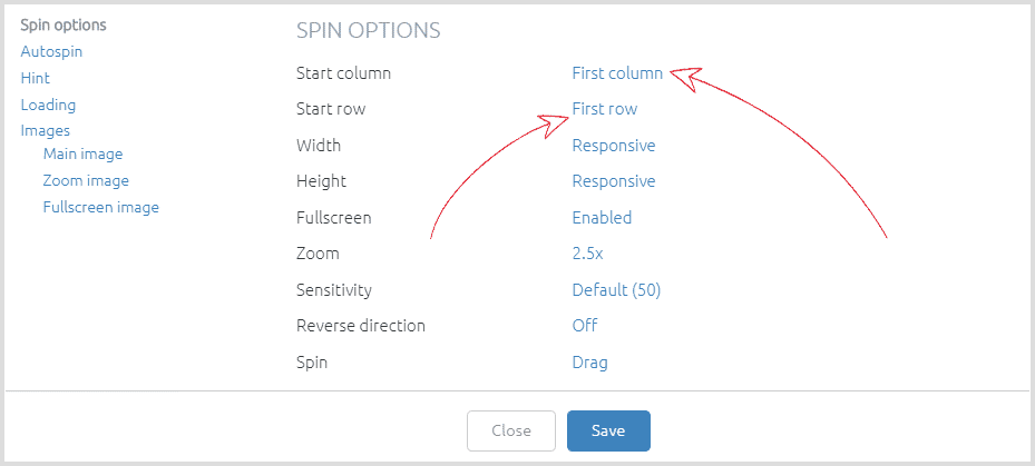 Choose a start row and column