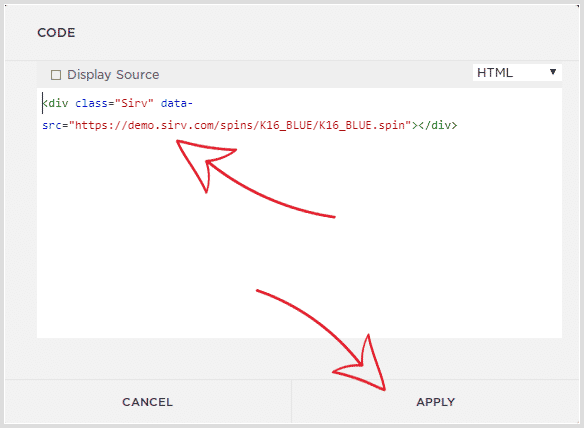 Paste HTML code into code block