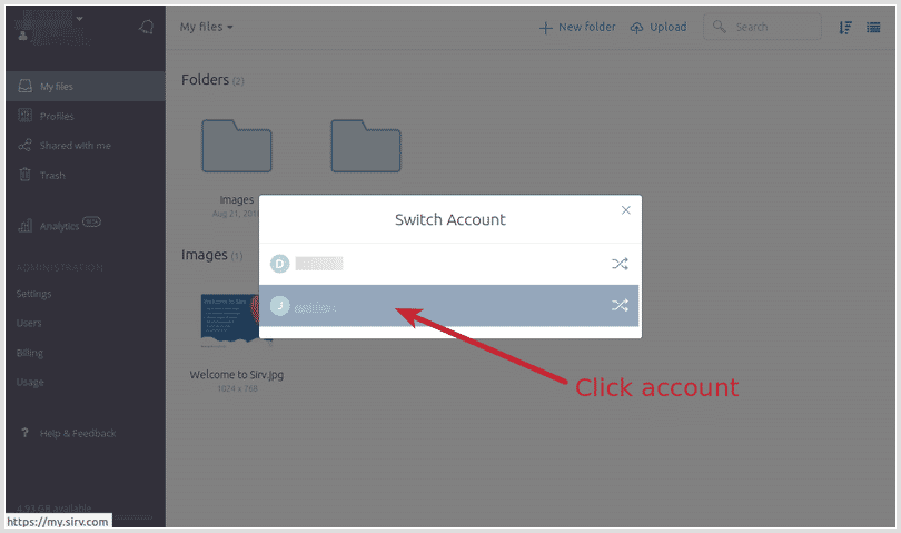 Switch Between Your Sirv Accounts