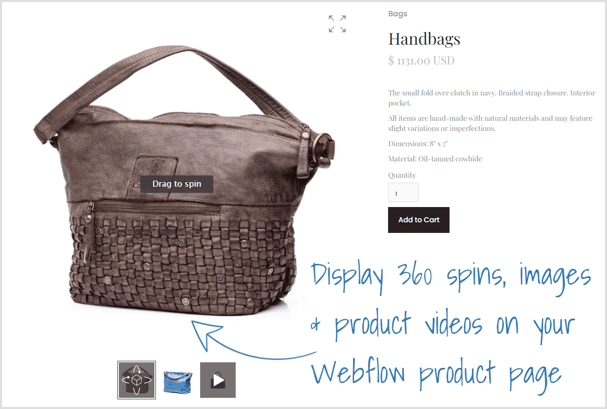 Webflow product gallery example