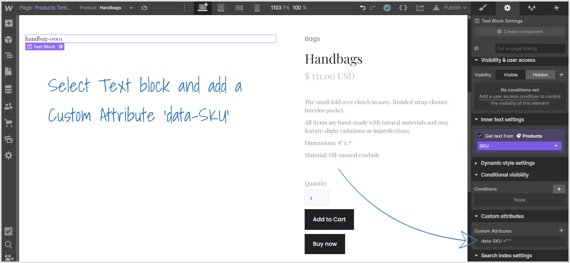 Add data-SKU custom attribute