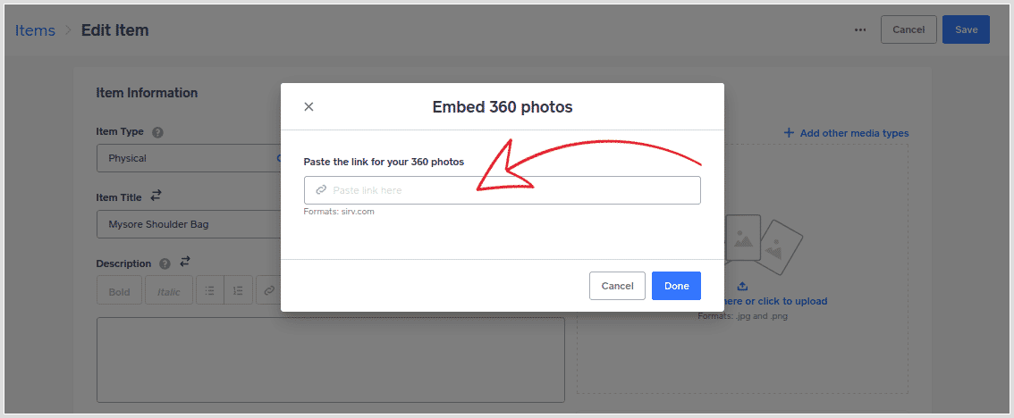 Add your 360 spin to Weebly