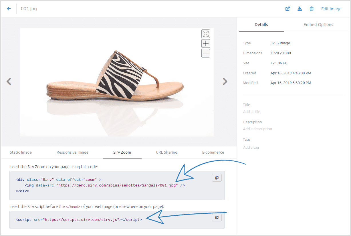 Image zoom code for Weebly