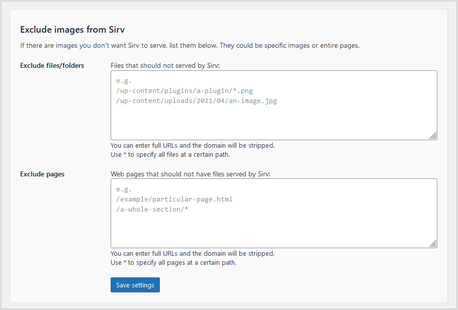 Exclude files from being synced to Sirv Exclude files from being synced to Sirv