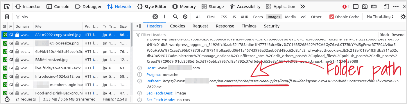 Find referrer for image served by WordPress