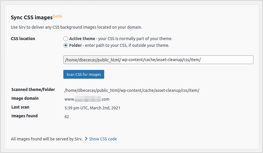Enter folder path to CSS files