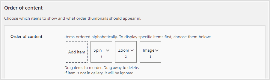 order of automatic sirv content in woocommerce