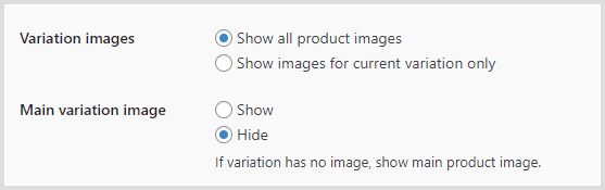 Sirv for WooCommerce variation images settings