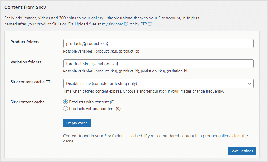 WooCommerce Sirv auto product image options